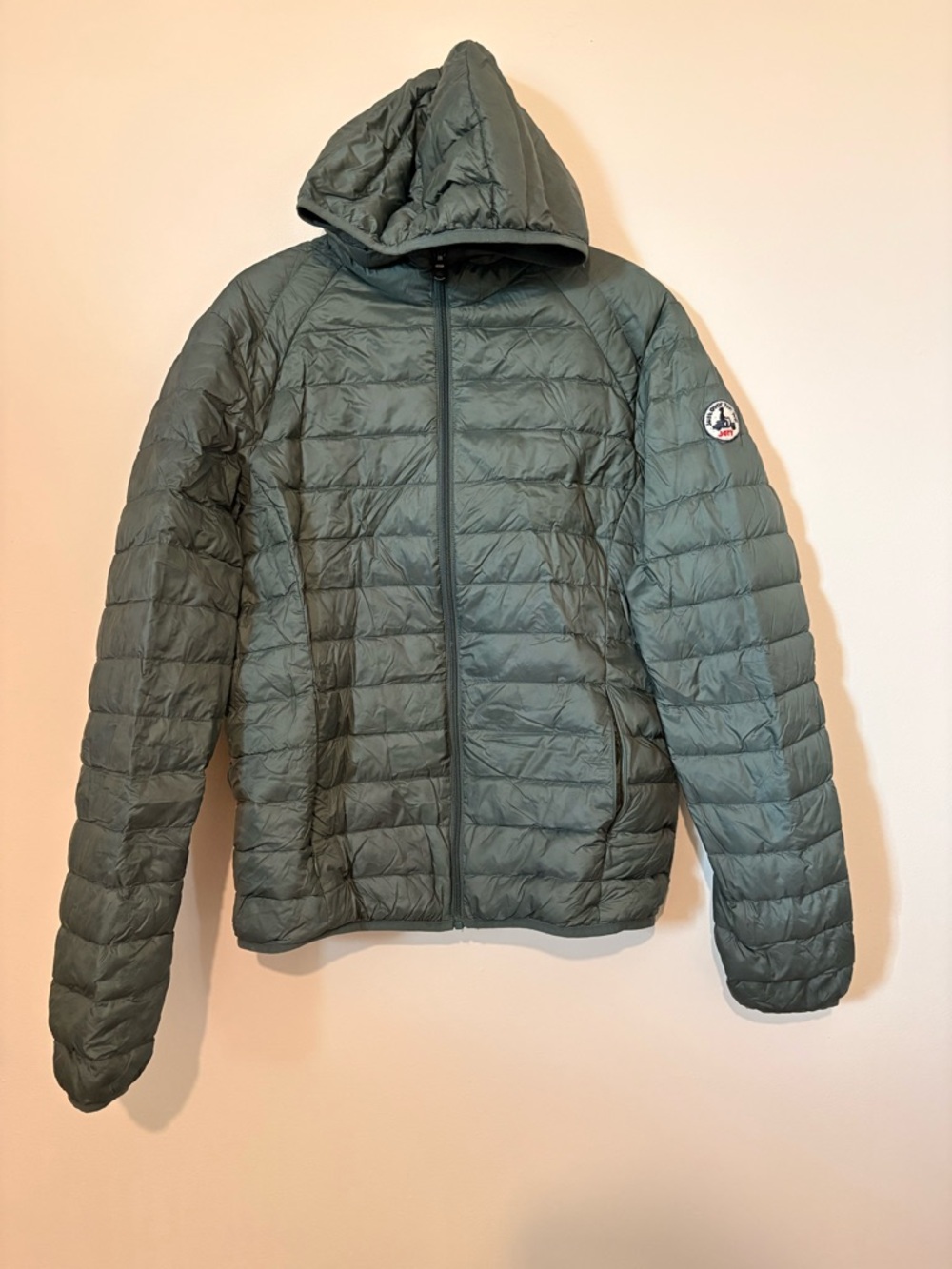 JOTT Men's Hooded Packable Quilted Jacket - Blue Green size M